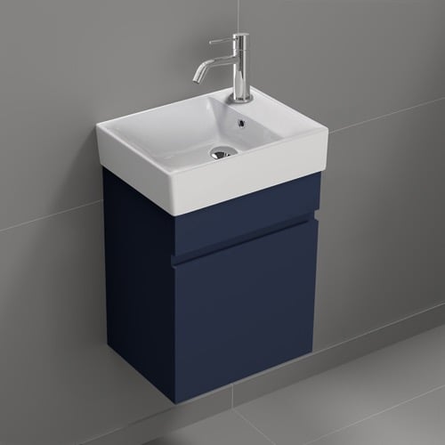 Small Bathroom Vanity, Wall Mounted, 16 Inch, Blue Nameeks MINI18
